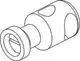Klemmstück von Ideal Standard, zylindrische Form mit seitlicher Öffnung und einem eingefrästen Schlitz an der Vorderseite.